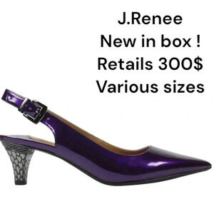 J.Renee shoes, purple pointy toe,kitten heels, metallic,BNIB ,NEW ,glam,event